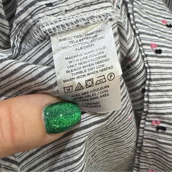 LOFT Women's Pinstripe Blouse - Black, White, and Red - Picture 4 of 6